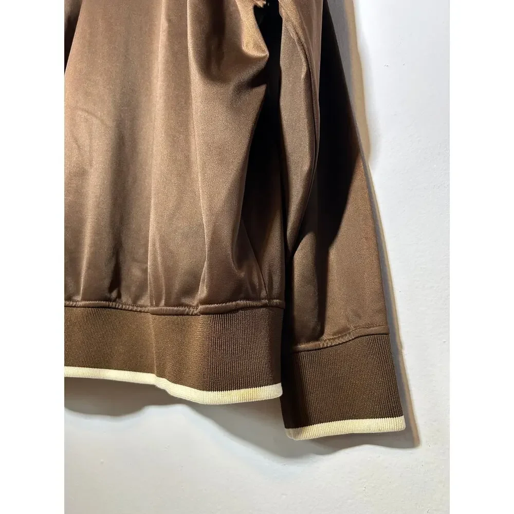 Brown Satin Rocawear Full‎ Zip Sweater Jacket | Y2K Streetwear - (Men's XL)
